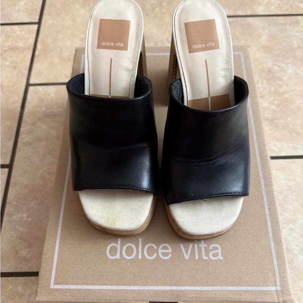 Dolce Vita Black Leather Clogs
